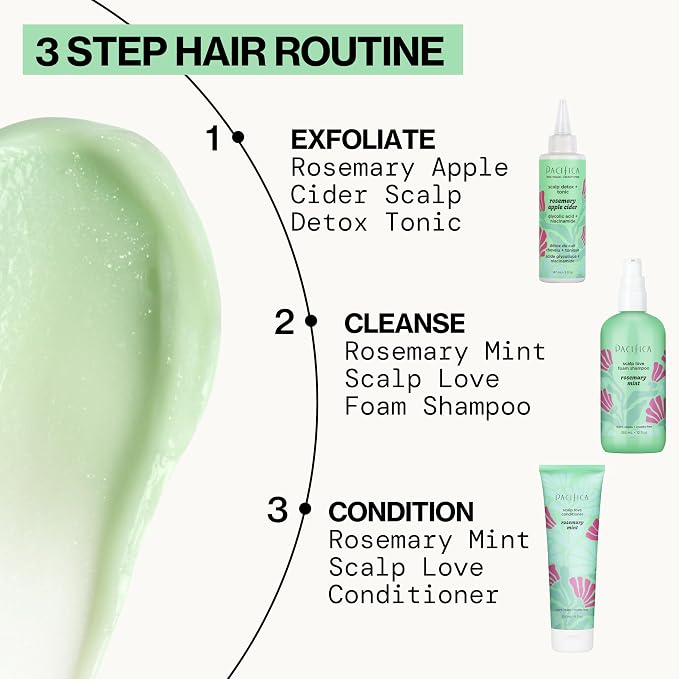 Pacifica Shampoo & Conditioner Set – Rosemary Purify Invigorating Set with Cooling Mint for Clarifying and Detoxing, Sulfate-Free, Vegan & Cruelty-Free, 12 oz & 8 oz (Set of 2)