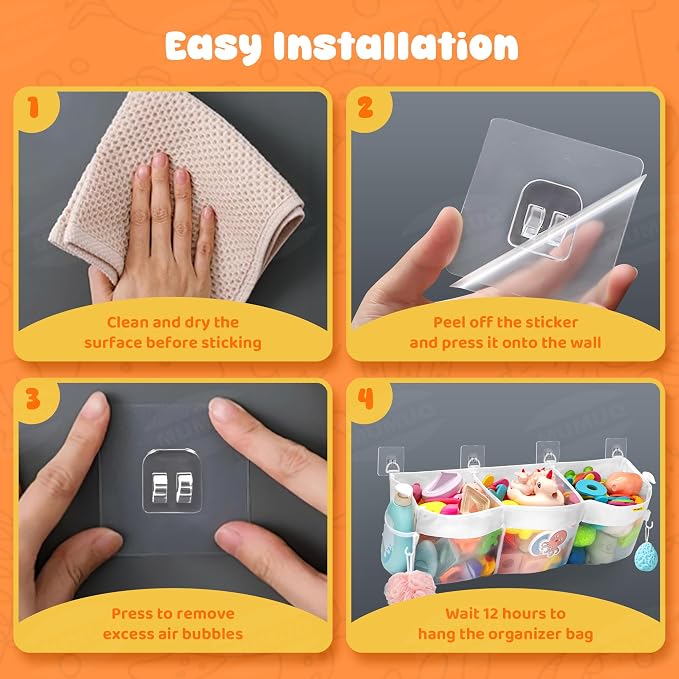 Bath Toy Organizer 3 Compartment Bath Toy Storage Bag Shower Caddy Quick Access Bathtub Toys Holder Baby Shower Games Tub Quick Dry Baby Bathroom Toys Storage Accessory White