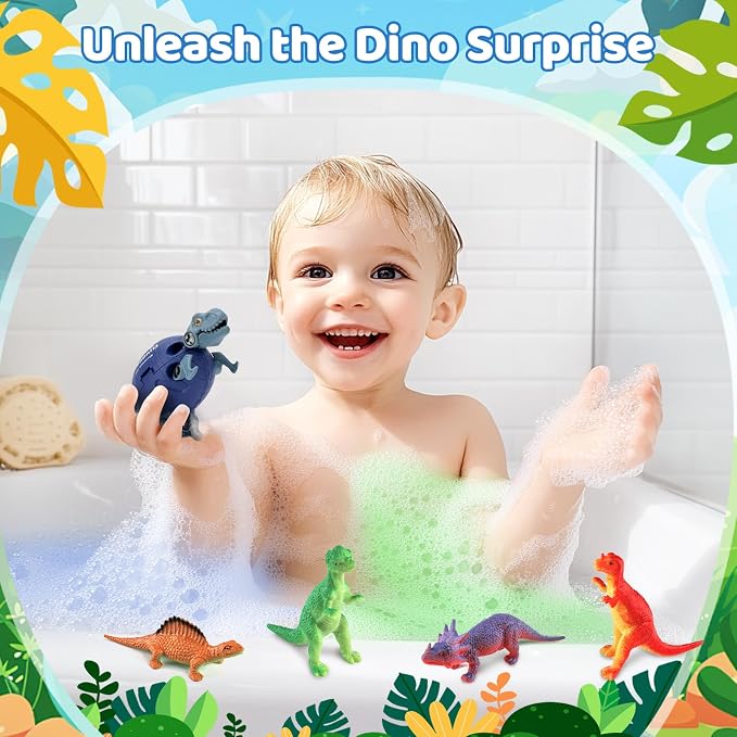 Bath Bombs for Kids with Surprise Toys Inside - 16 Pack Organic Dinosaur Bath Bombs Gift Set, Dinosaur Toys for Kid 3 4 5 6 7 8 9 Years, Birthday Gifts for Kids, Bubble Bath Toys