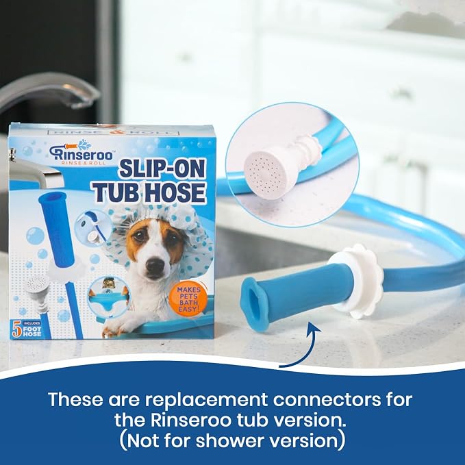 (2 Pack) Replacement Hose Connectors for Rinseroo TUB Faucet & Sprayer, Slip-On Hose Attachment for Cleaning Tubs & Bathing Pets. Faucet Adapter Fits Spouts Up to 3" Wide (Rinseroo Sold Separately)…