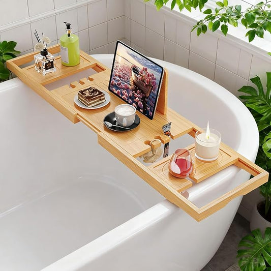 Bathtub Tray,Bath Tray for Tub,Bath Tub Tray Wood,Bath Caddy Tray for Bathtub,Bathtub Trays for Tub, As Gifts for Women Or House Warming Gifts New Home