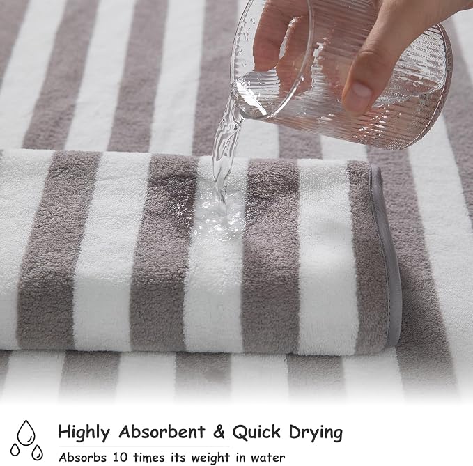 18 Pcs Light Gray Stripe Bath Towel Set with Hanging Loop-6 Bath Towels,6 Hand Towels,6 Washcloths Soft Family Towels Set Bathroom Towel Highly Absorbent Quick Dry Shower Towel for Beach Spa Gym Hotel