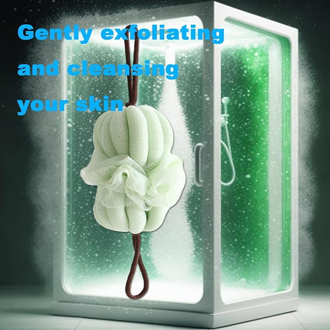Large 85g Green Bath Loofah Sponge Loofa Luffas Shower Puff Pouf Ball Exfoliating Body Back Scrubber for Men&Women