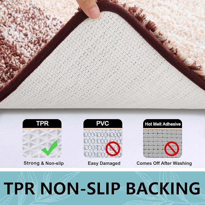 Arotive Microfiber Bathroom Rugs, Shaggy Soft and Absorbent Bath Rug, Thick Plush Machine Washable Dry Bath Mats for Bathroom, Tub and Shower, 44x24, Brown, Rectangular