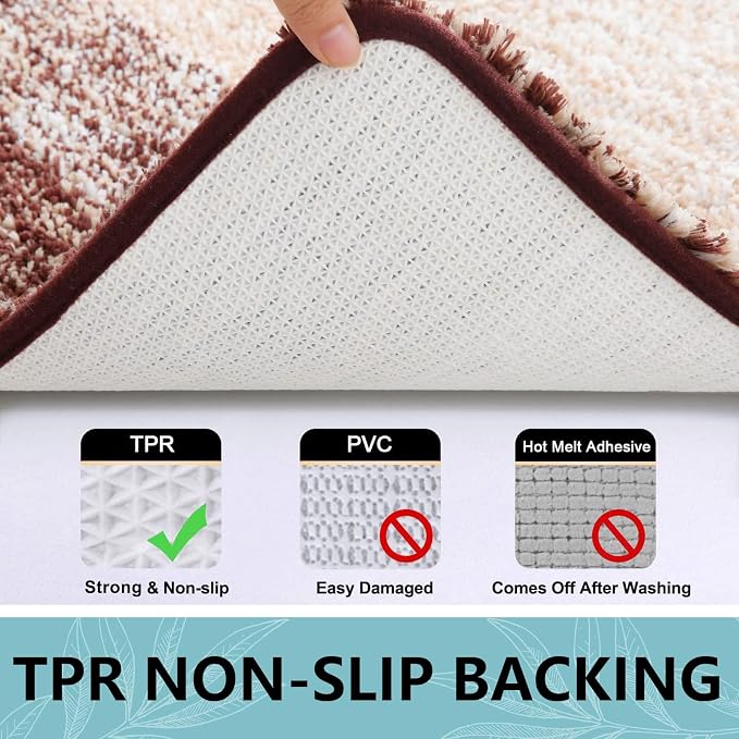 Arotive Microfiber Bathroom Rugs, Shaggy Soft and Absorbent Bath Rug, Thick Plush Machine Washable Dry Bath Mats for Bathroom, Tub and Shower, 47x20, Brown, Rectangular