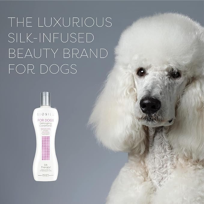 BioSilk for Dogs Silk Therapy Dog Detangling Conditioner, Dog Coat Conditioner to Help Smooth Knots and Tangles and Support Soft Manageable Coats During Routine Grooming, 12 Fl Oz - 2 Pack