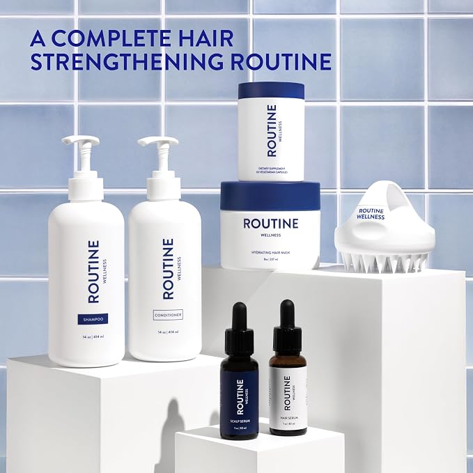 Routine Wellness Shampoo & Conditioner Set - Citrus & Grapefruit Blossom | Clinically tested shampoo for thinning hair with biotin, pea peptides, saw palmetto oil, color safe, sulfate free