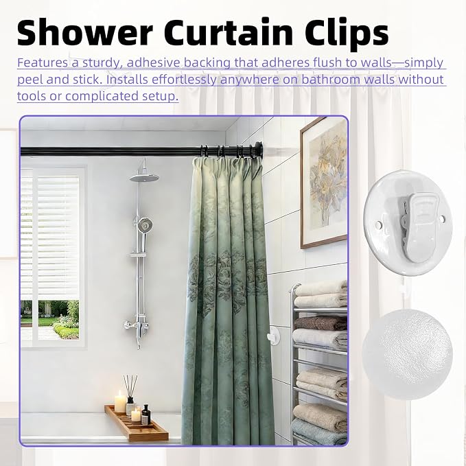 2 Pcs Splash Guard for Bathtub, Durable Acrylic Splash Guard with Adhesive Backing, Featuring 4 Pcs Shower Curtain Clips for Use in Bathtubs to Prevent Water Splashing Out