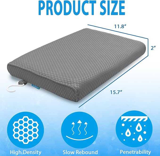 Shower Seat Cushion, Shower Chair Cushion for Transfer Benches in Bathtub, Cushion for Sauna, 3D Mesh Pad with Hook, Slip-Resistant, Design for Elderly, Senior, Handicap Disabled