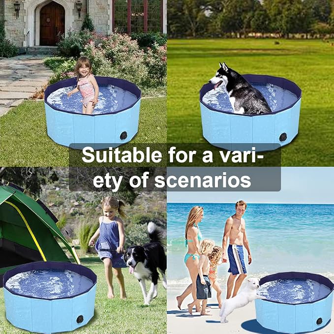 Dog Pool Foldable pet Pool Large Dog Swimming Pool pet Swimming Pool PVC Non-Slip Pool for All Kinds of pets48-12in