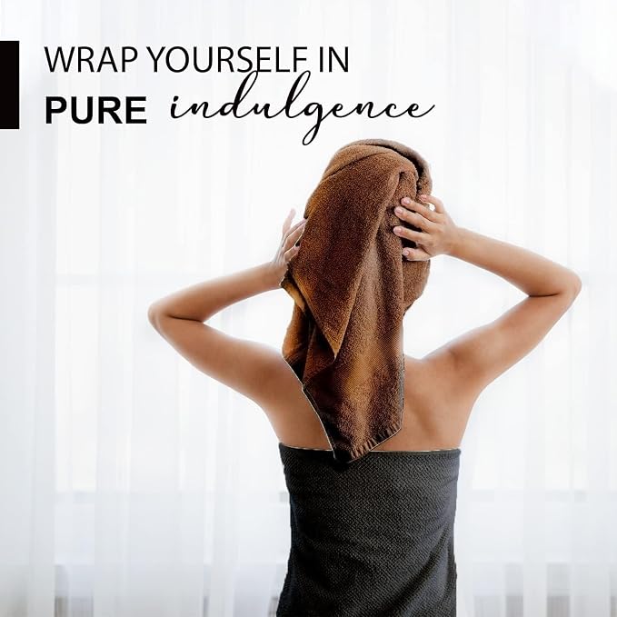KAHAF COLLECTION 100% Cotton Bath Towels, 24x48 Pack of 6 Towels, Quick Dry, Highly Absorbent, Soft Feel Towel, Gym, Spa, Bathroom, Shower, Pool, Luxury Soft Towels (Brown, 24x48-6 Pack)