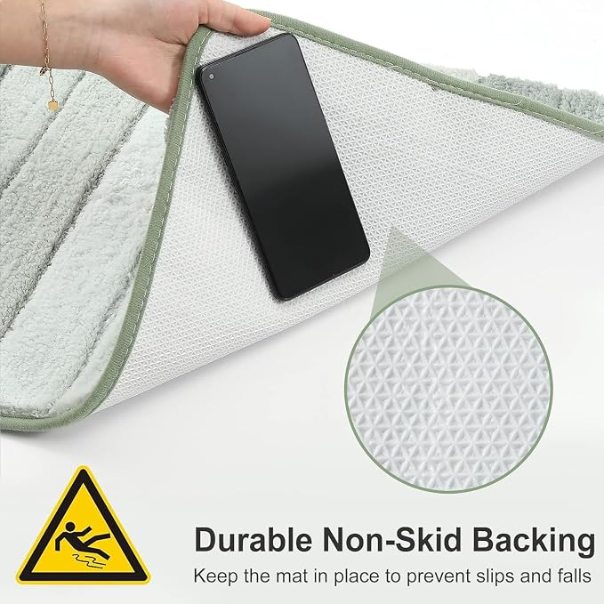 2 Piece Ombre Bath Mat for Bathroom, Non Slip Ultra Soft and Thick Water Absorbent Bath Carpet, Machine Washable & Quick Dry Bathroom Rug, for Bedroom Door Living Room Green-17" x 47" Plus 17" x 24"