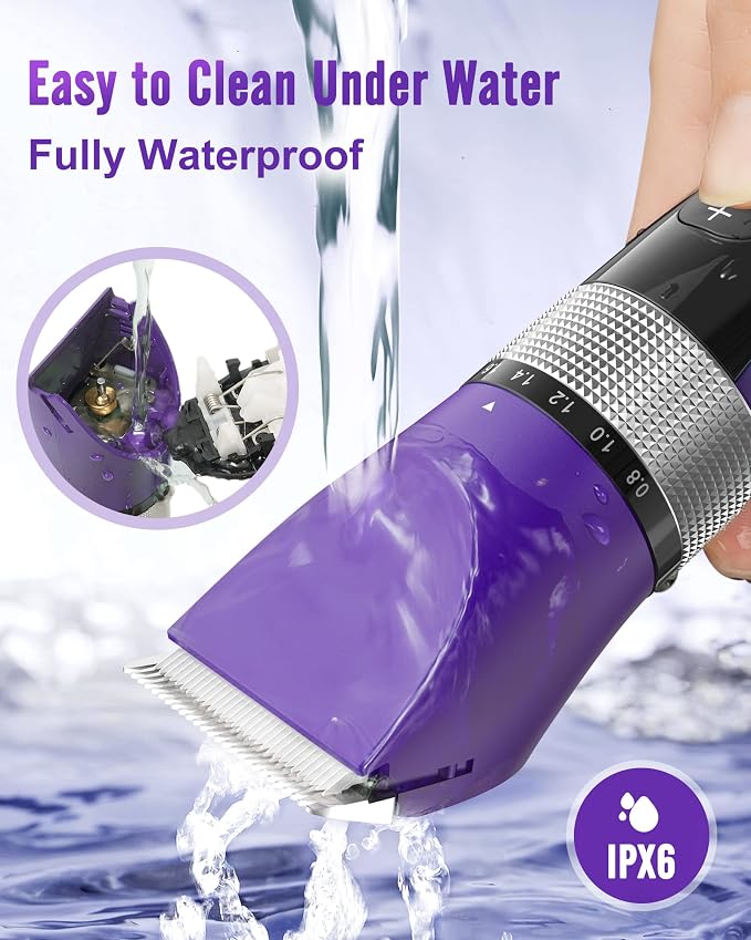 oneisall Cat Clippers for Matted Hair, 5-Speed Quiet Cat Grooming kit | Waterproof, 49dB Low Noise, 120min Long Battery Life LCD Display,4 Guards With Comb and Scissor,For Long Thick Matted Hair