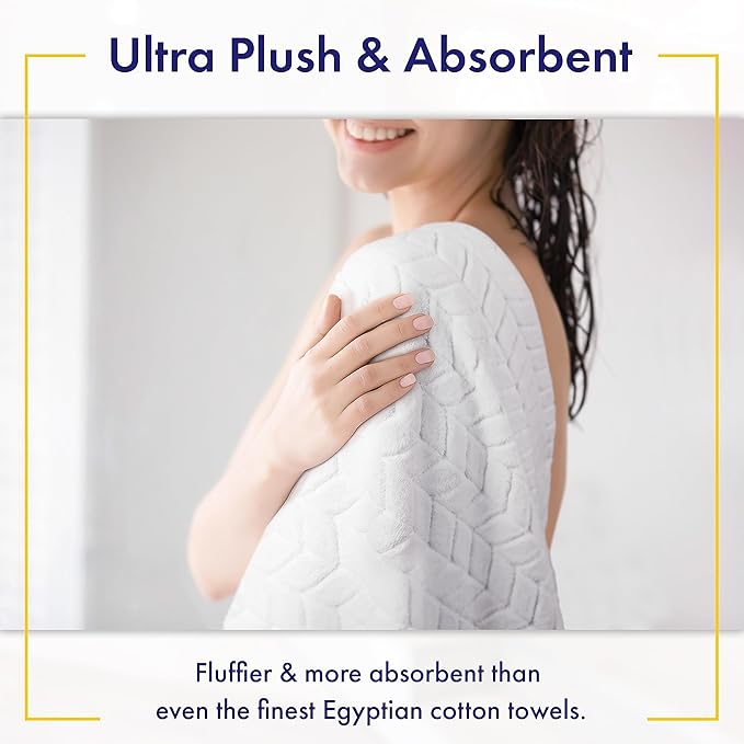Alusa Home Ultra Soft & Stylish 700 GSM Luxury Bath Towels - 100% Zero-Twist, Long-Staple Cotton - Remarkably Absorbent & Quick Drying - 6 Piece Towel Set (White)