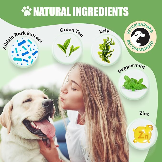 Dog Dental Powder, Dog Teeth Cleaning Powder, Dog Tartar and Remover with Probiotics and Natural Herbal Blend of All Breeds and Ages Mint -150 Grams