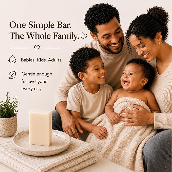 Fragrance Free Baby Bar Soap for Sensitive Skin | Unscented Natural soap bar for toddlers kids adults with gentle skin | Organic ING | Made in USA | 12 Bars (3.5 oz Each)