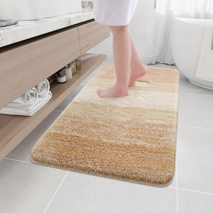 Arotive Microfiber Bathroom Rugs, Shaggy Soft and Absorbent Bath Rug, Thick Plush Machine Washable Dry Bath Mats for Bathroom, Tub and Shower, 50x30, Beige, Rectangular