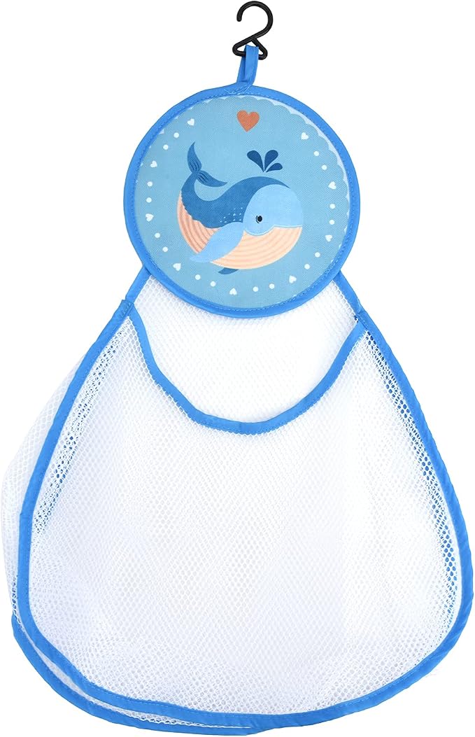 Bath Toy Organizer Bag Cute Cartoon Pattern Mesh Bath Tidy Storage Net Holder Basket Bag for Kids Bathroom Toys Polyester Material Large Capacity (Dolphin)