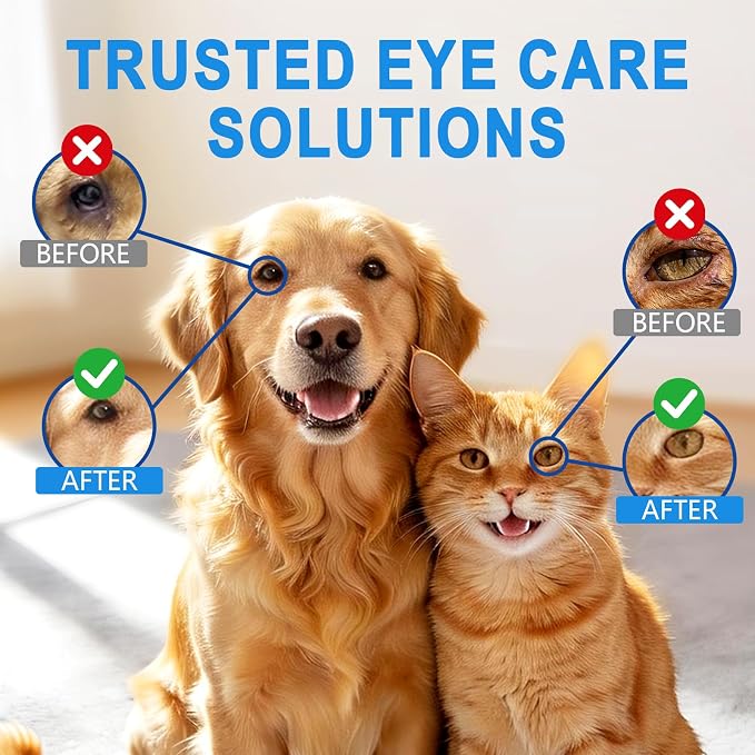 Tear Stain Remover & Eye Cleaner for Dogs & Cats – Hyaluronic Acid, Vitamin B6 & Green Tea Extract, Soothes Dry, Red & Itchy Eyes, Gentle Daily Eye Care