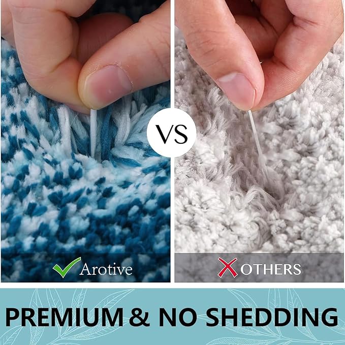 Arotive Microfiber Bathroom Rugs, Shaggy Soft and Absorbent Bath Rug, Thick Plush Machine Washable Dry Bath Mats for Bathroom, Tub and Shower, 47x17, Peacock Blue, Rectangular