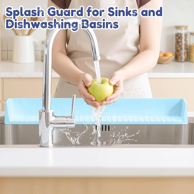 Splash Guard for Bathtub,Bathtub Organizer & Splash Guard,Safe Bathroom Waterproof Cover,Longer Silicone tub Waterproof cover-31.4in,Practical Bath Accessory(Blue)