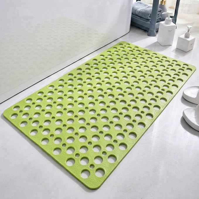 Casa and Beyond Shower Mat, Secure Shower Mat-Non-Slip, Washable Non-Slip Bathtub Mats, with Suction Cups and Drain Holes, Soft Textured Design, Easy to Clean for Bathroom (Green, 27.6" x 15")
