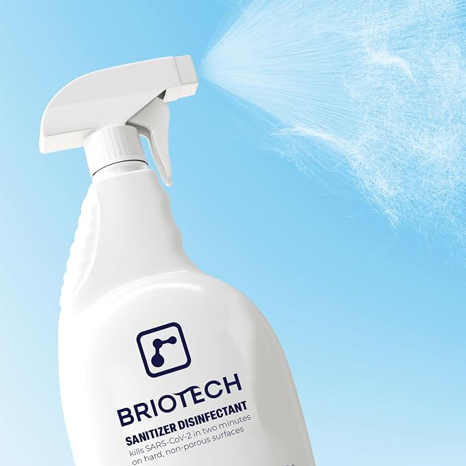 BRIOTECH Sanitizer Disinfectant Hypochlorous Spray, Kill 99.99% of Viruses & Bacteria, Control Mold, Eliminate Odor, Gentle for Nursery & Play Rooms, Food Contact Surface Sanitizer, 8.5 fl oz