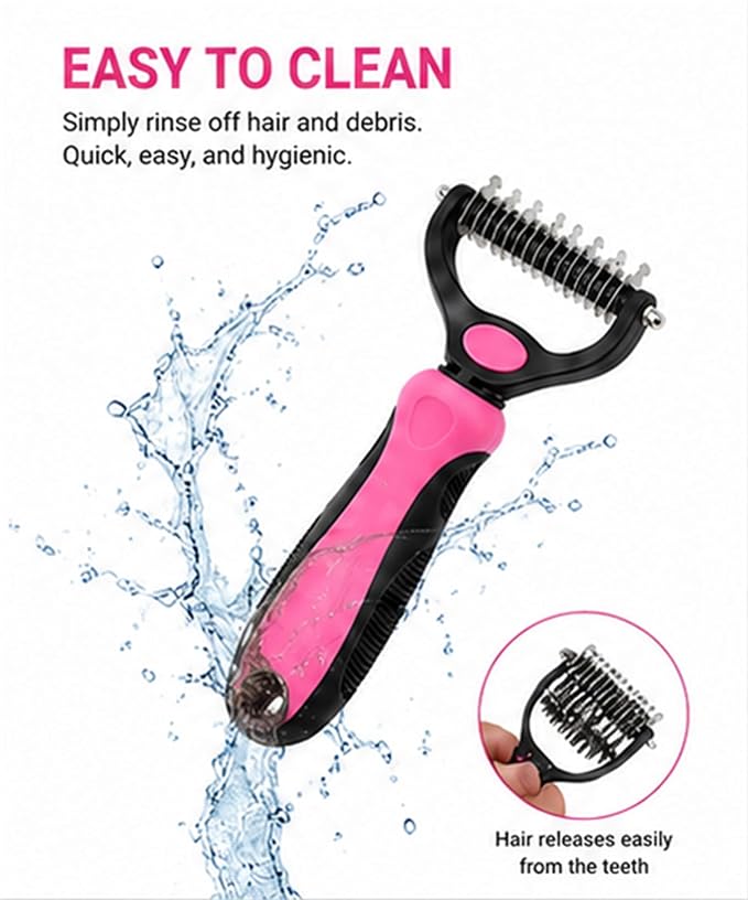 Professional Deshedding Tool Dogs & Cats - Gentle, Efficient & Fur, Pet Grooming Brush, Dog & Cat Grooming Tool，Pink：Large