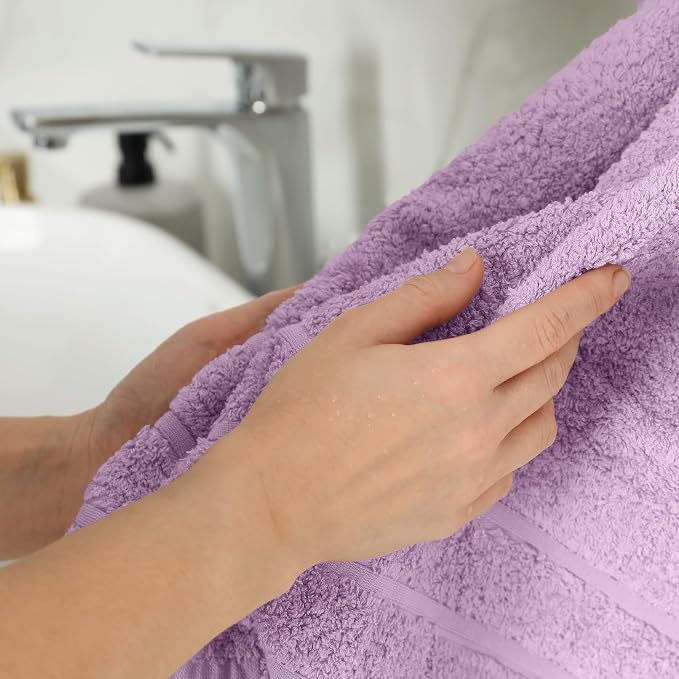 100% Ring Spun Cotton Hand Towels for Bathroom – 550 GSM Soft & Absorbent Towel Set– Pack of 6 Small Towel (34x20in) – Quick Dry Luxury Cotton Hand Towels – Lilac