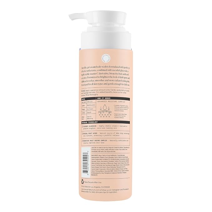 Naturium The Brightener Vitamin C Body Wash, Gentle Cleanser for Smoother-Looking Skin, Removes Dirt, Oil & Other Impurities, 16.9 oz