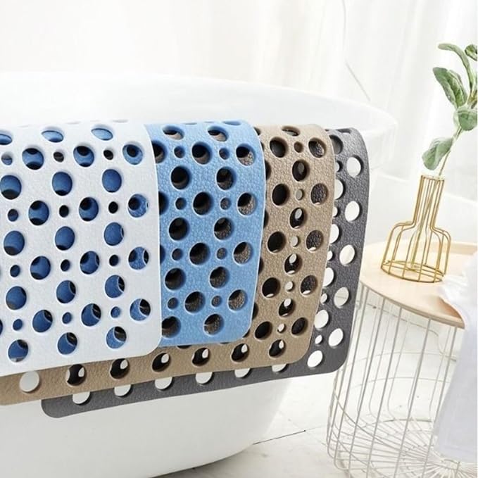 Casa and Beyond Shower Mat,Non Slip Bath Mat and Shower Mat with Suction Cups and Drain Holes,Bathroom Mat Easy to Clean Soft Machine Washable,Bathtub Mat Easy Dry&Cut (White,28" x 28"(Rectangular))