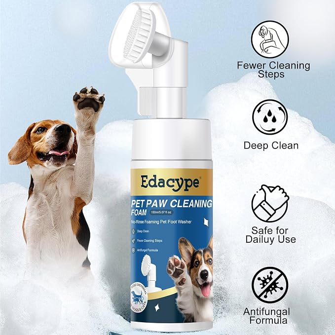 Paw Cleaner for Dogs & Cats, No-Rinse Foaming Pet Foot Washer with Built-in Scrubber Brush for Dirty, Muddy Paws – Suitable for Small, Medium & Large Dogs, Puppies, Kittens