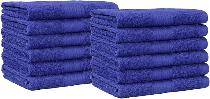 Amazon Basics Highly Absorbent Fast Drying 100% Cotton Washcloths for Face, Soft, Machine Washable, Fade-Resistant, 12" x 12", Navy Blue,(Pack of 144)