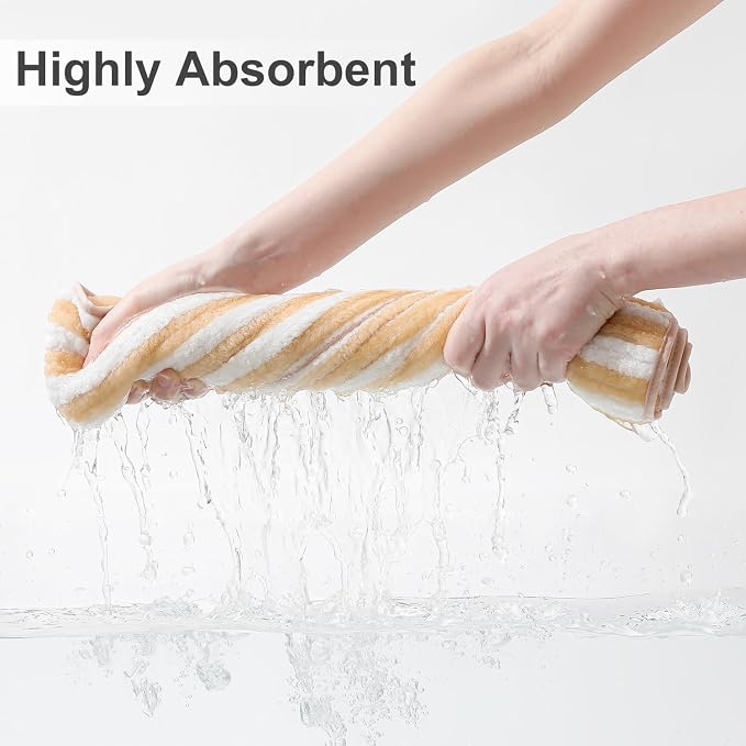 Smuge 18 Pcs Bath Towel Set, Include 6 Bath Towel Sheets, 6 Hand Towels and 6 Washcloths - Highly Absorbent Quick Dry Microfiber,Ultra Soft Bathroom Towel Set with Hanging Loop - Apricot Yellow