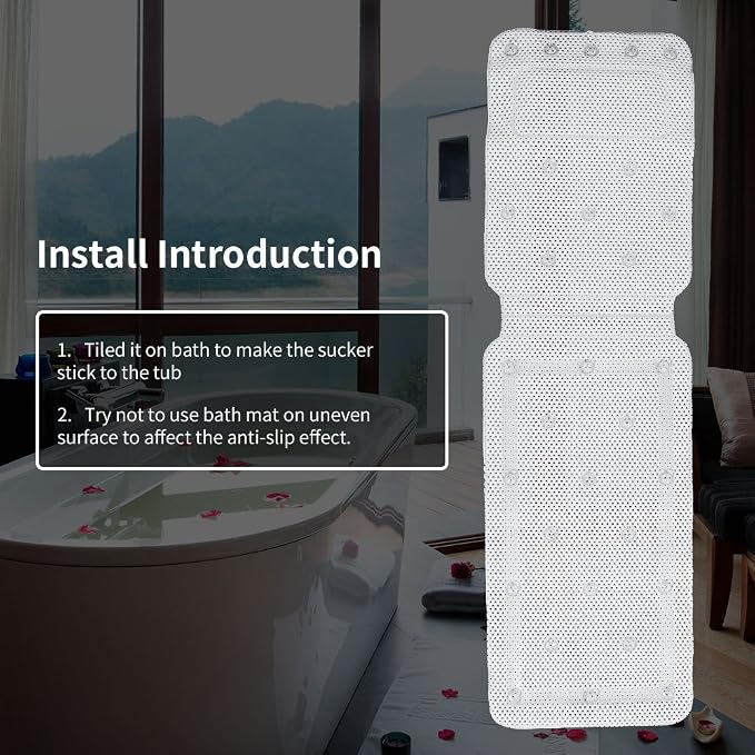 Bath Pillow, Full Body Spa Bath Mattress Cushion Pillow Soft Quilted Bathtub Mat with Breathable
