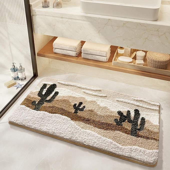 Luxury Bath Mat Super Absorbent and Non Slip Bathroom Rug Forest Mat Machine Washable Soft Microfiber Rug for Dining Room, Living Room and Tub (Deserts, 31"x20")