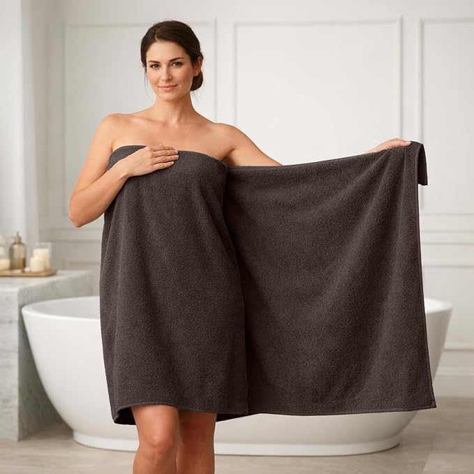 RIVERSIDE Pack of 1 Jumbo Bath Sheet 40 x 80 Inches - Extra Large Bath Towel, Super Soft & Highly Absorbent, 100% Cotton Quick Dry, Perfect to Wrap Yourself in - Brown