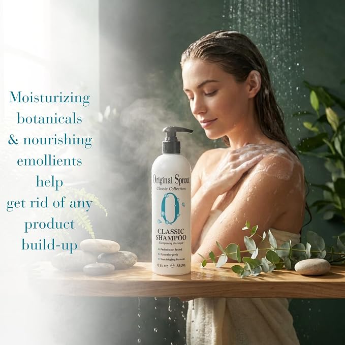 Original Sprout Classic Shampoo for All Hair Types, Gentle Sulfate Free & Vegan Hair Cleanser for Kids and Adults, Tear Free Formula, 32 fl oz