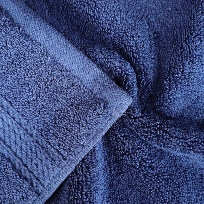 SUPERIOR Egyptian Cotton Ultra Plush & Absorbent, 3 Piece Set, Navy Blue | Quick Dry, Soft Luxury Towel Set, Bath Essentials, Guest Bath, Spa, 1 Bath, 1 Hand, 1 Face Towels, Madeline Towels