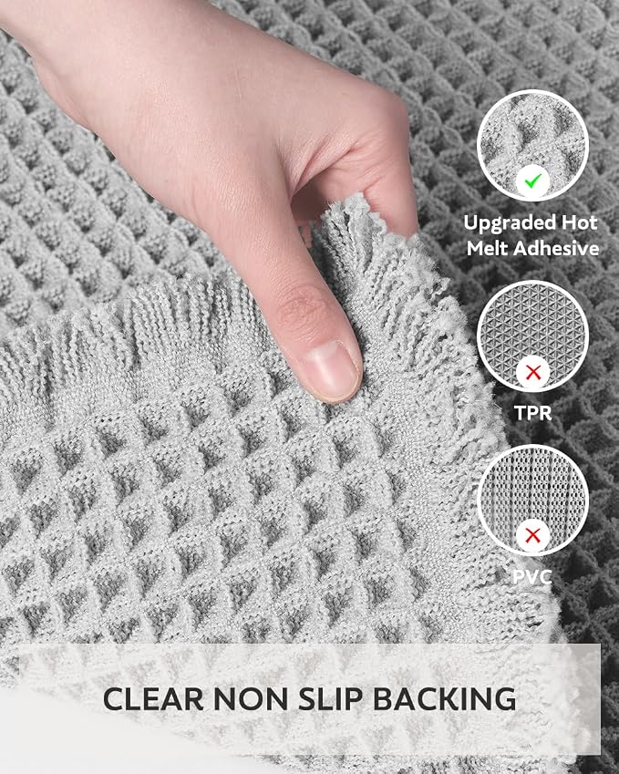 tchdio Waffle Bath Mat-Runner Rug, Super Absorbent Non Slip Bath Mats for Bathroom Machine Washable Long Rugs with Tassels, Bath Rugs for Bathroom Floor Beside Tub, 2' x 4'(24" x 48")