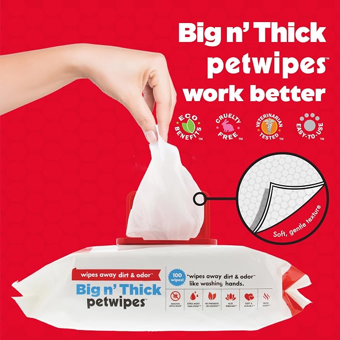 Petkin Pet Wipes for Dogs and Cats - 400 Large Wipes - Removes Dirt & Odor - Cleans Ears, Face, Butt, Eye Area - Convenient for Home or Travel - 4 Packs