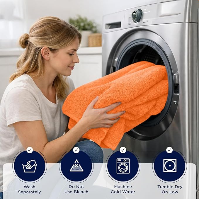 DAN RIVER 2 Pack Luxury Bath Sheets 35x70, 600 GSM, Soft & Quick Dry 100% Ring Spun Cotton Towels Ideal for Hotels, Spas, Gyms & Salons Extra Large, Orange