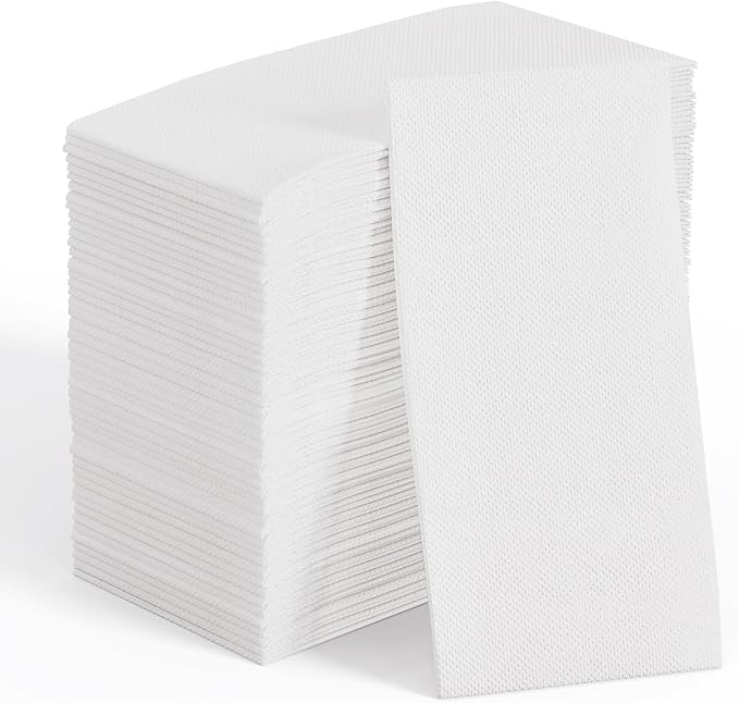 JOLLY CHEF 200 Pack Disposable Paper Napkins, Soft Bathroom Napkins for Guests, 2-Ply White Paper Hand Towels for Halloween, Wedding, Thanksgiving