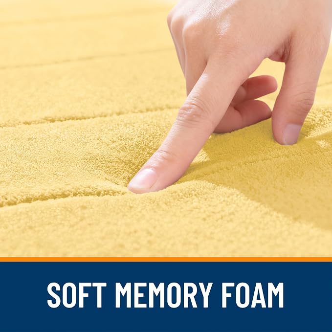 OLANLY Memory Foam Bath Mat 44x24, Super Soft Absorbent Bathroom Rugs, Quick Dry, Machine Washable Shower Floor Rugs, Bathmat Carpet, Bathroom Home Decor Accessories, Yellow