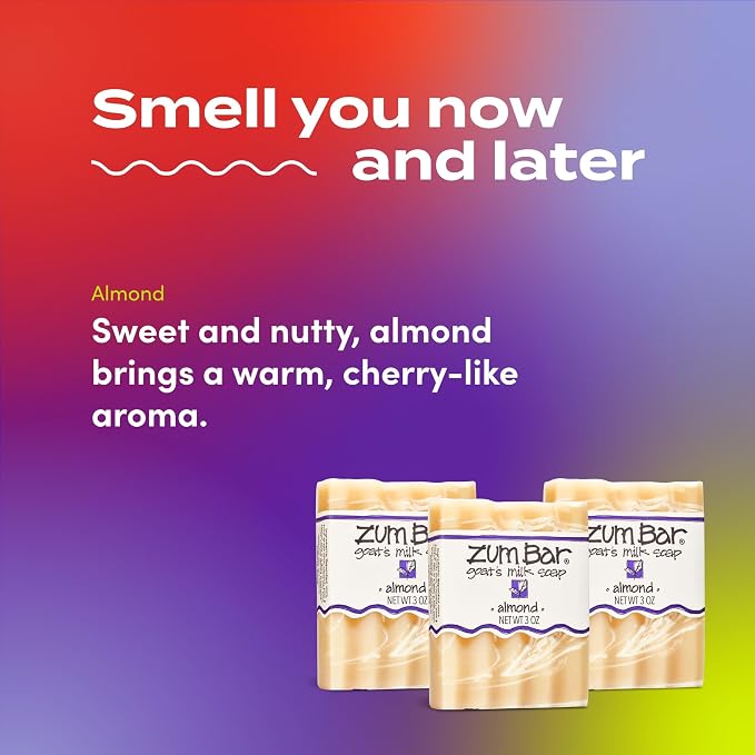 Indigo Wild Zum Goat's Milk Soap Bar - Bar Soap for Hands & Body Made with Essential Oils - 3 oz - Almond (3 Pack)