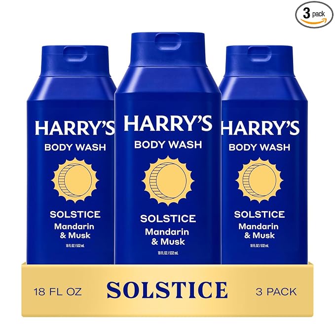 Harry's Men's Body Wash - Solstice Scent - (3 Pack) 18 fl oz - Shower Gel for Men - No Parabens, Sulfates, or Dyes