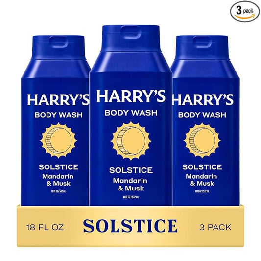 Harry's Men's Body Wash - Solstice Scent - (3 Pack) 18 fl oz - Shower Gel for Men - No Parabens, Sulfates, or Dyes