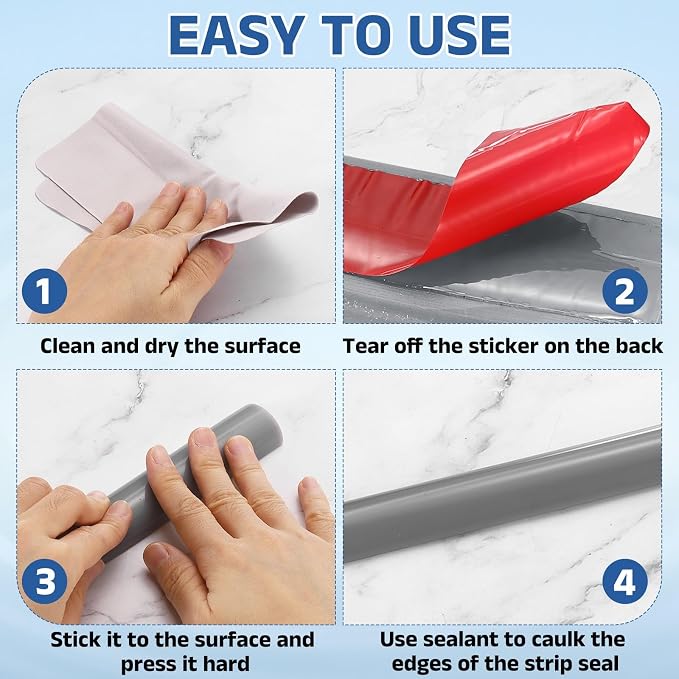 uxcell Shower Water Barrier, 98" Silicone Splash Guard Shower Water Stopper Retention System for Bathtub Sink Washing Machine Dry and Wet Separation, 1.18"W x 0.47"H, Clear