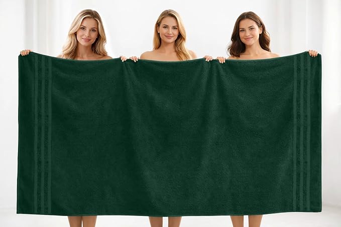 DAN RIVER 2 Pack Luxury Bath Sheets 35x70, 600 GSM, Soft & Quick Dry 100% Ring Spun Cotton Towels Ideal for Hotels, Spas, Gyms & Salons Extra Large, Hunter Green