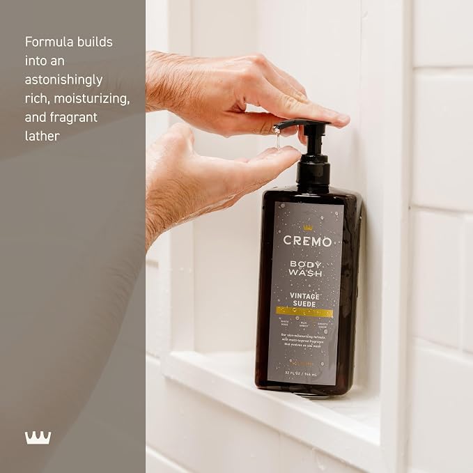 Cremo Rich-Lathering Vintage Suede Body Wash for Men, 32 Fl Oz (Pack of 2)
